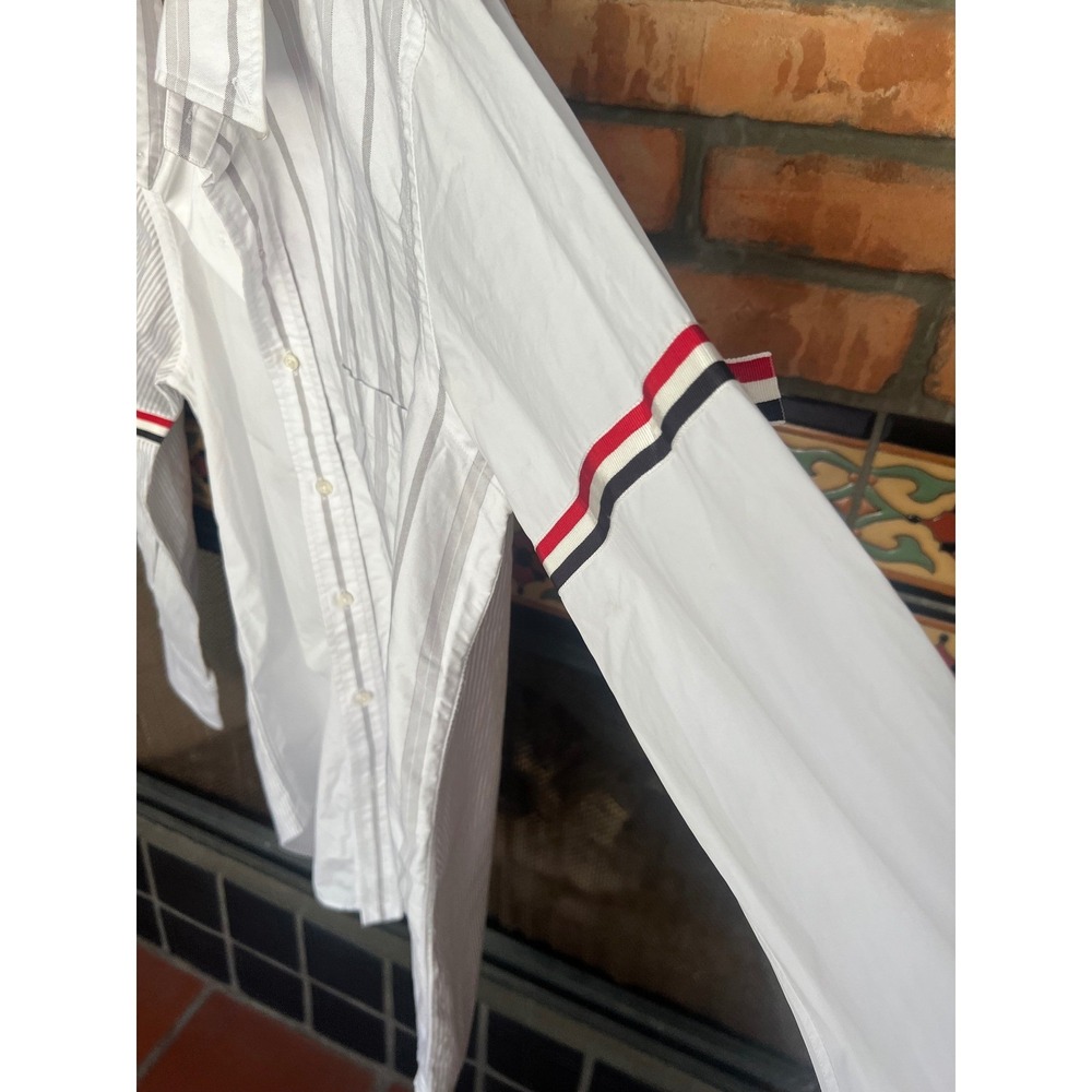 Thom Browne Mens Iconic Striped Button Down1 Celebrity Owned Flawed Made  Italy - Picture 8 of 10